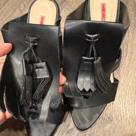 Wedge Block Heel Slide With Tassel Detail - Picture 2 of 3